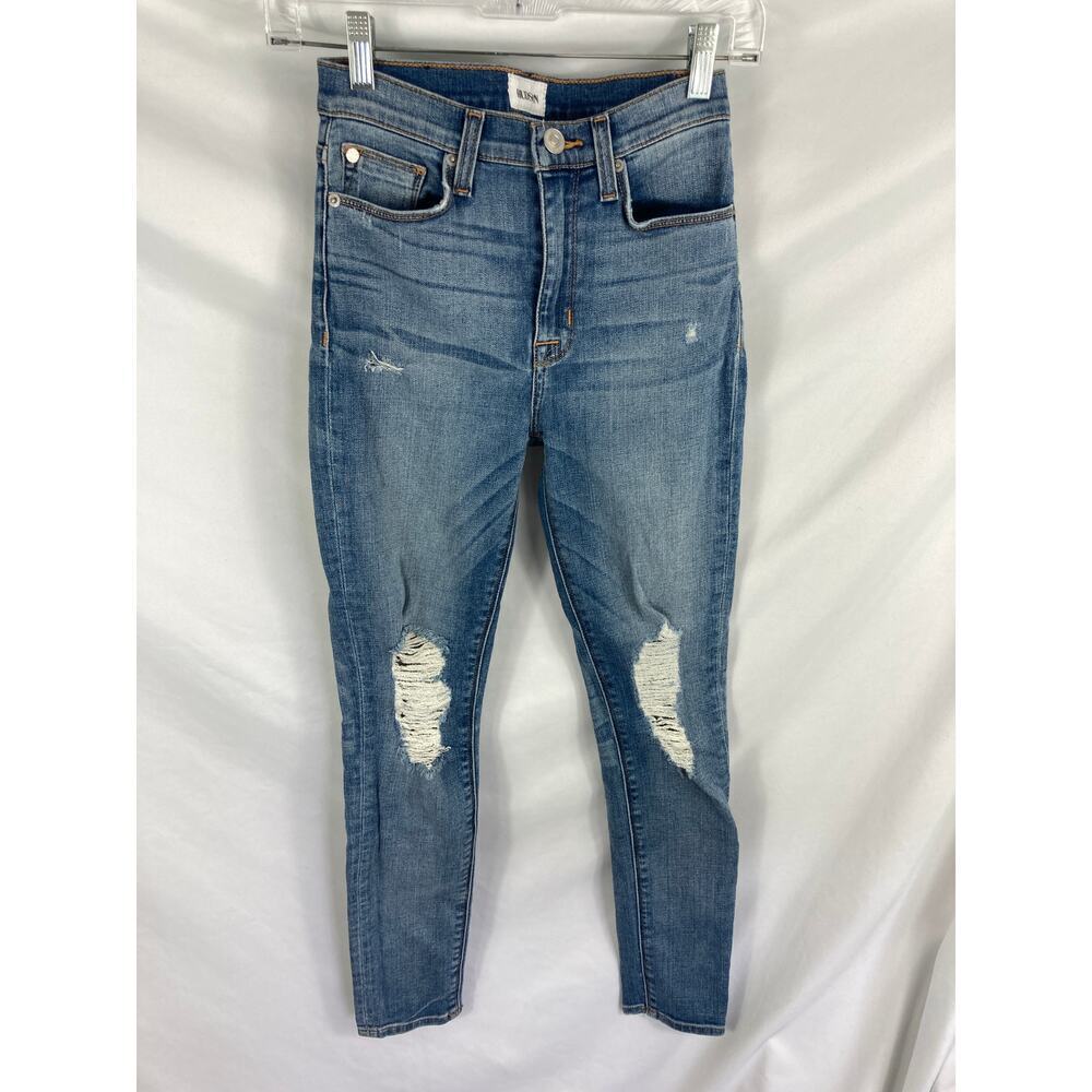 Hudson Jeans Barbara High Waist Ankle Super Skinny Distressed Jean 25